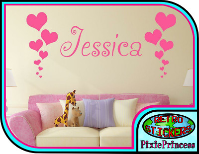 Personalisierter Wandaufkleber Liebe Herzen Mädchen Vinyl individueller Name Schlafzimmer Aufkleber