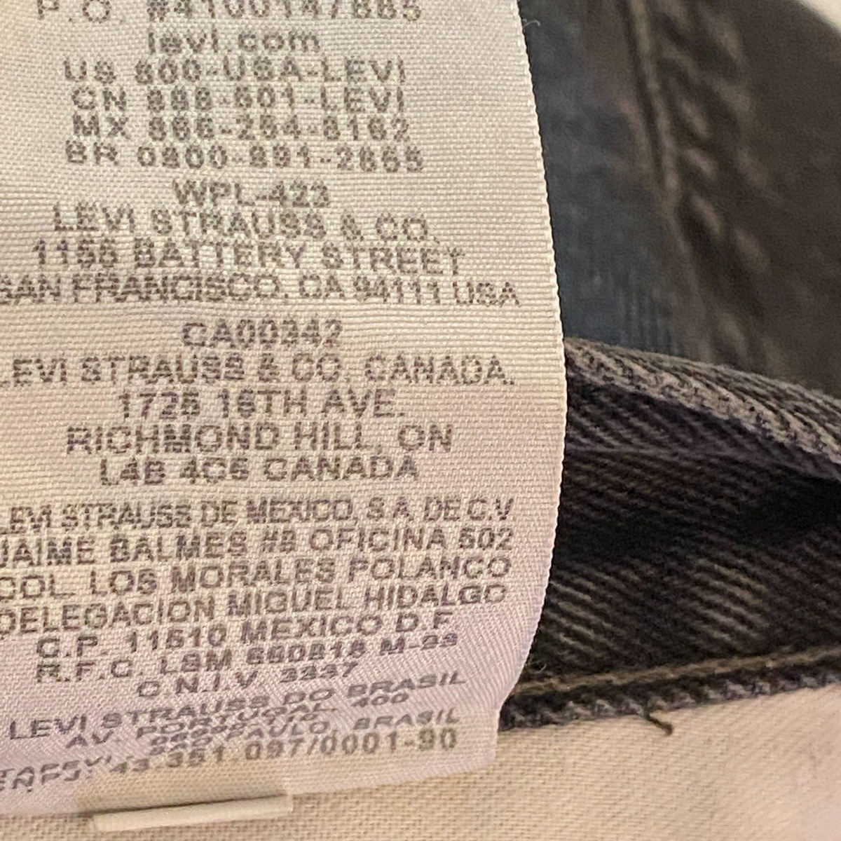 Levi's 505 Jeans Mens 36x32 Black Denim 5 Pocket Cotton Pants