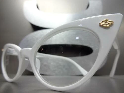 CLÁSICO VINTAGE RETRO OJO DE GATO Estilo Lente Transparente Gafas Marco Pequeño 5 Colores Foto 4 de 4