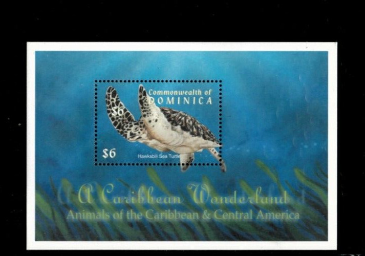 VINTAGE CLASSICS Dominica 2000- Sea Turtle- Souvenir Stamp Sheet- Scott 2265 MNH