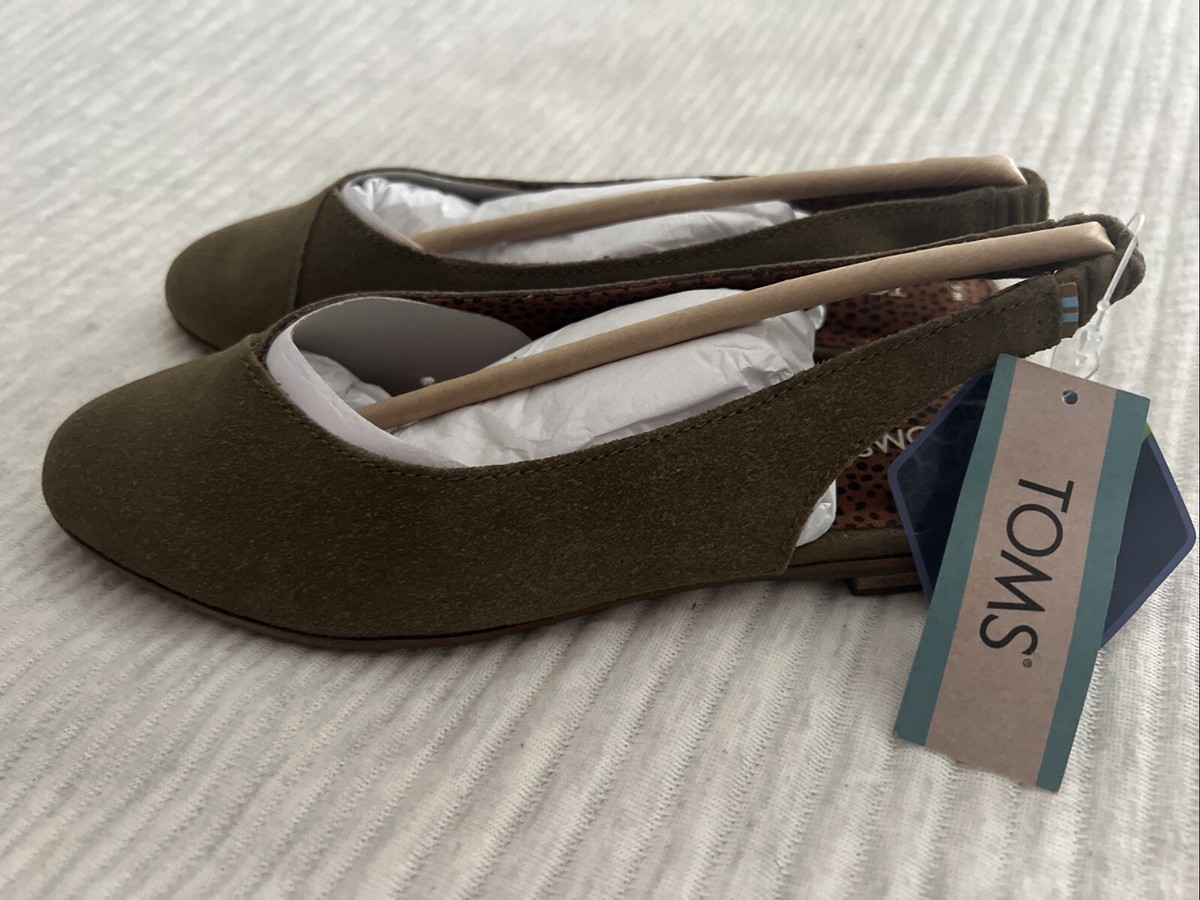 Toms Julie Suede Slingback Flat Woman's Size Military Olive