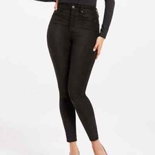 Good American Good Legs Cropped Black Faux Suede Skinny High Rise Pant Size 25