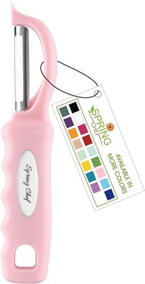 Spring Chef Premium Swivel Vegetable Peeler, Soft Grip Handle Pink Lemonade 