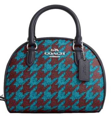 COACH Sydney Satchel With Houndstooth Print, NWT