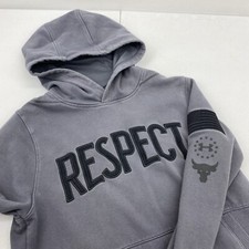 Under Armour hoodie Men small Gym Cold Gear Project Rock Sweatshirt Gray Respect
