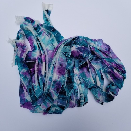 Teal Purple Black Tiedye Flutter Scarf Lightweight Women Accessory Multiwear - Picture 6 of 7