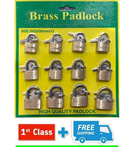 NEW 12 x BRASS PADLOCK 20,25,30mm Small/Mini/Tiny Tool/Locker Security Lock - Picture 4 of 7