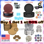Coasters With Holder Silicone Cork Marble Ceramic Cup Pad Mat Drink Coffee Decor