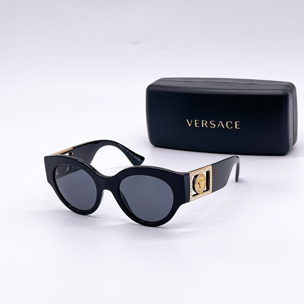 NEW VERSACE VE4438B GB1/87 SUNGLASSES BLACK WOMEN EYEWEAR