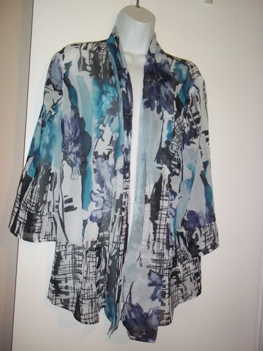 Chico's Boho Sheer Open Front Cardigan Jacket 3/4 Sleeve - Size 2 - EUC - Picture 1 of 8
