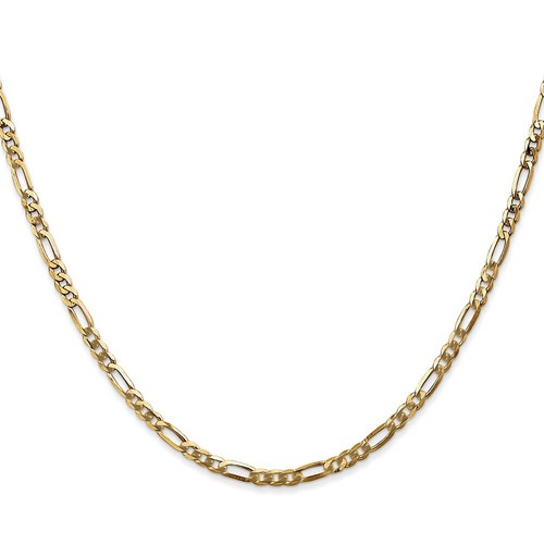 14k Yellow Gold 2.75mm Flat Figaro Chain Necklace 22" 5.59g for Mom - 第 2/4 張圖片