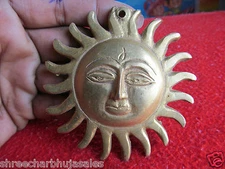 Brass Holy Tribal Hindu God Lord Surya Sun Deva Hanging Home Office Shop Car