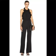Diane Von Furstenberg Blithe Ruffle 100 Silk Jumpsuit Size 2 594