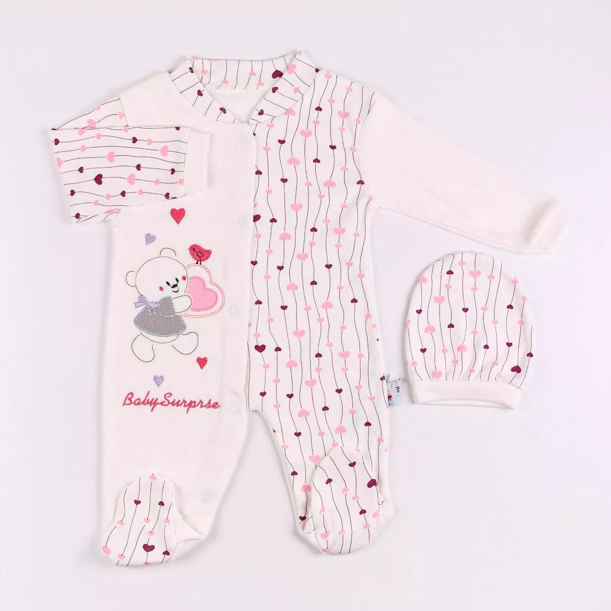 Baby Girl Sleep Suit and Hat Set Size 6 9 Month 100 Cotton BNWT