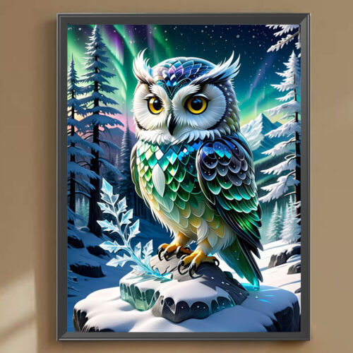5D Zum Selbermachen Vollrunder Bohrer Diamond Painting Eule Kit Wohndeko Kunst Handwerk 30x40cm