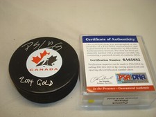 Patrick Sharp Signed Team Canada Hockey Puck Blackhawks Autograph PSA/DNA COA 1A