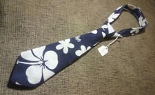 Laa Tee Daa Childrens Neck Tie Navy Blue White Floral Necktie 9" New