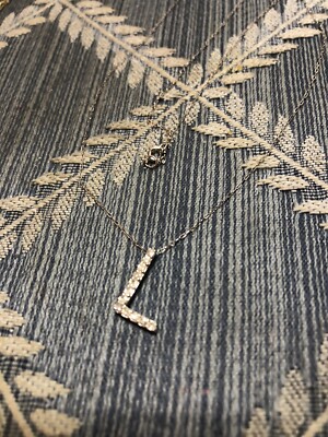 Halskette 0,12 kt Weißgold Diamant Initiale ''L''
