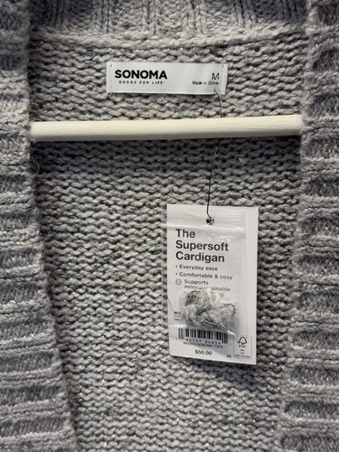 Sonoma Women’s Sz M Gray The SuperSoft Open Front Cardigan Sweater - Picture 3 of 8