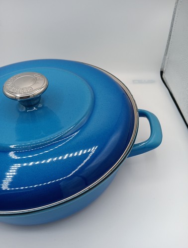 Merten & Storck German Enameled Iron Round 4QT Casserole Braiser Lid- Light Blue - Picture 2 of 10