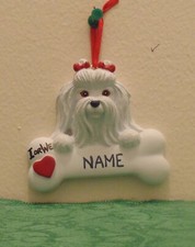 Personalized Dog Breed "Maltese" On A Bone Christmas Tree Ornament Holiday Gift
