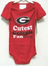 NCAA Georgia Bulldogs Red One Piece Printed Cutest Fan Ever Logo Two Feet Ahead