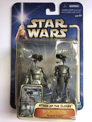 Star Wars Attack Of The Clones: SP-4 & JN-66 Research Droids Figures Hasbro 2002
