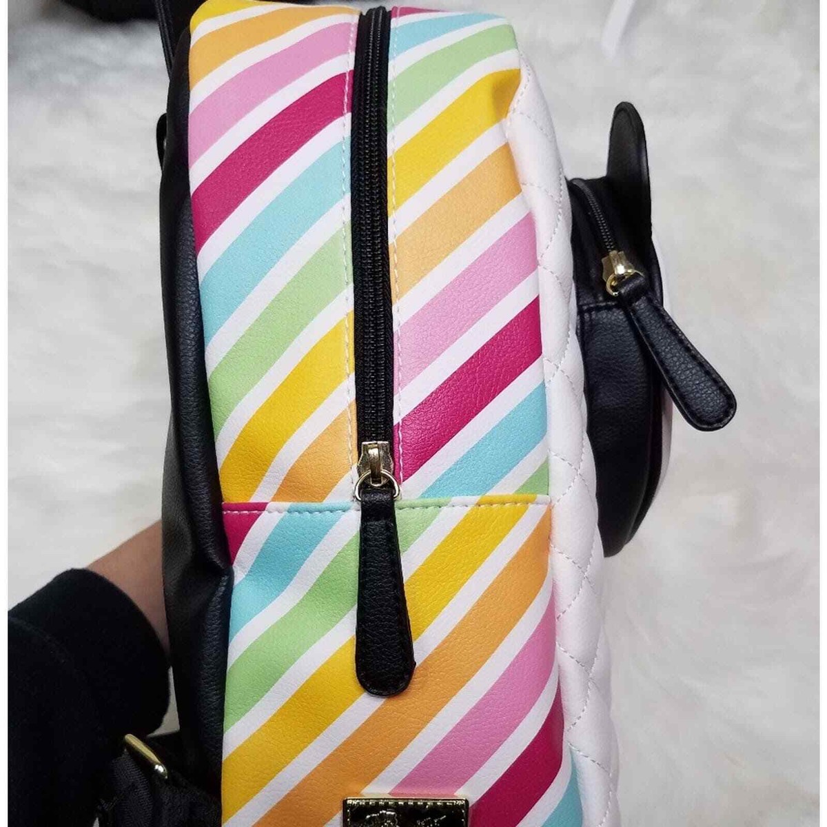 Betsey Johnson Grad Quilt Rainbow Backpack Panda New Betsey Johnson Panda Backpack Kitsch Rainbow | eBay main image 4