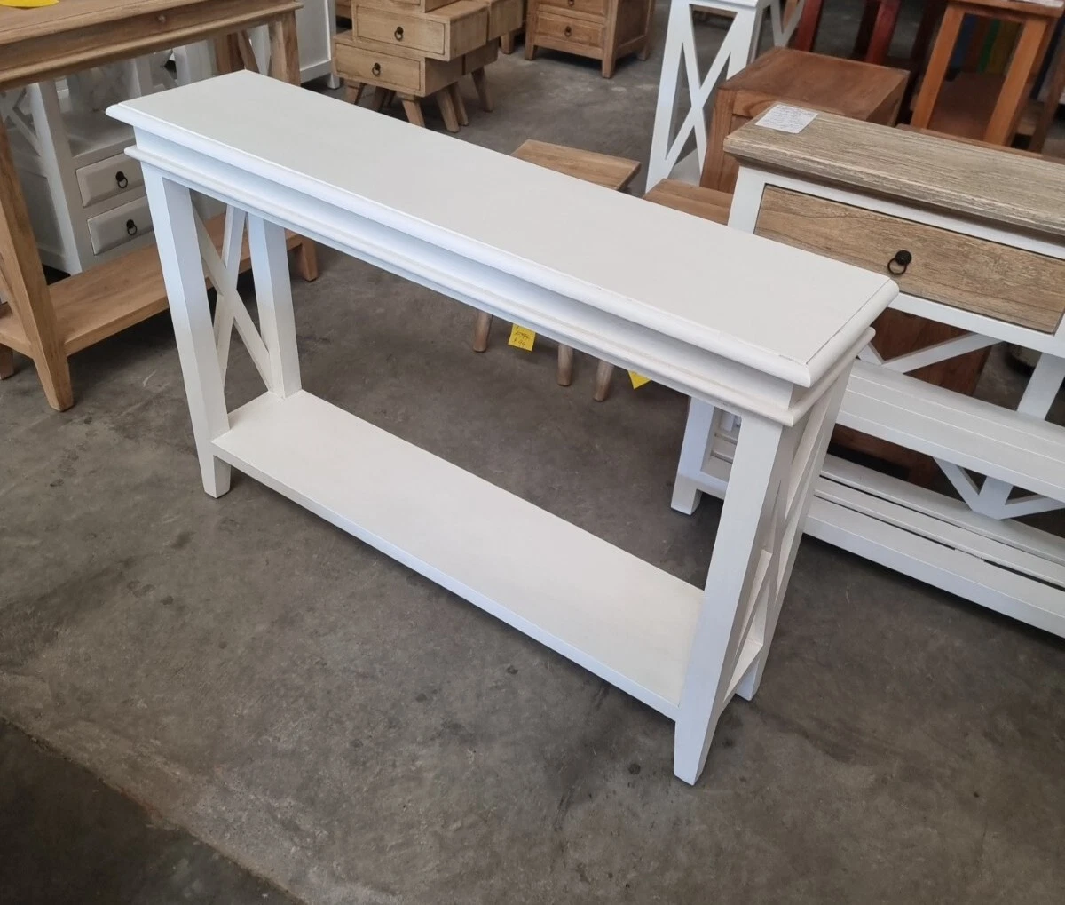 Hamptons French Provincial white console table narrow hall table cross sides