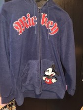 Disney Mickey Mouse Girls Hooded Zip Up Jacket Gray, Blue Sz Lg Jrs 8/10