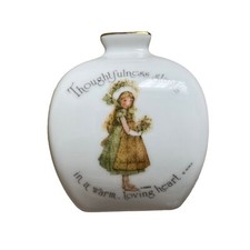 1974 Holly Hobbie Small Porcelain Vase THOUGHTFULNESS STARTS - Made in Japan