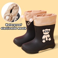 Cartoon Children's Natural Rubber Rain Boot with Handles Easy for Little Toddler