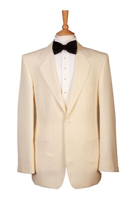 Herren Elfenbein Smoking Sakko Blazer Einreiher Kerb Revers Abschlussball Kreuzfahrt Formell