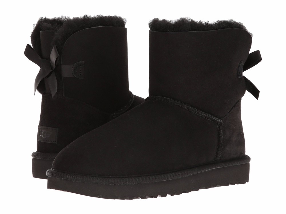 Women's Shoes UGG MINI BAILEY BOW II Slip On Ankle Boots 1016501 BLACK
