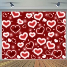 7x5FT Heart Photo Backdrop 90s Background Valentine's Day Backdrop 7x5ft Red