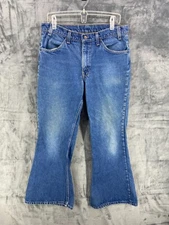 VTG 70s Levis Jeans 36x32 Blue Bell Bottom 684 Flare Leg Orange Tab Actual 34x32