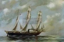 CSS ALABAMA SCREW-SLOOP-OF-WAR 1861 PAINTING 4X6 PHOTO