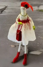 18+”Fancy Christmas Whimsical Snow Lady Doll W/Purse & Baubles Snowmen Decor