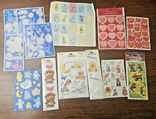Vintage Large Lot Stickers Suzy's Zoo Care Bears Peter Rabbit Hallmark Valetine