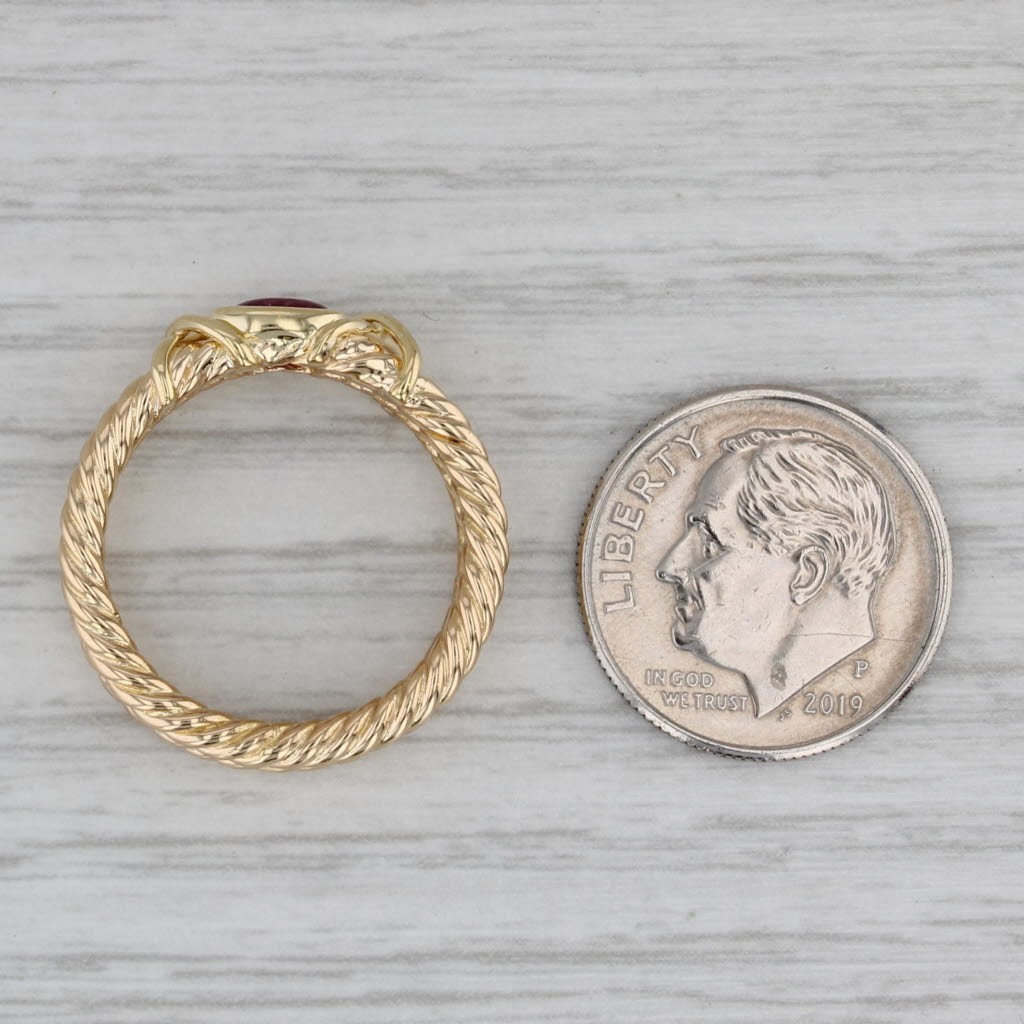 Ruby Cabochon Solitaire Ruby Double Rope Band Rin… - image 7