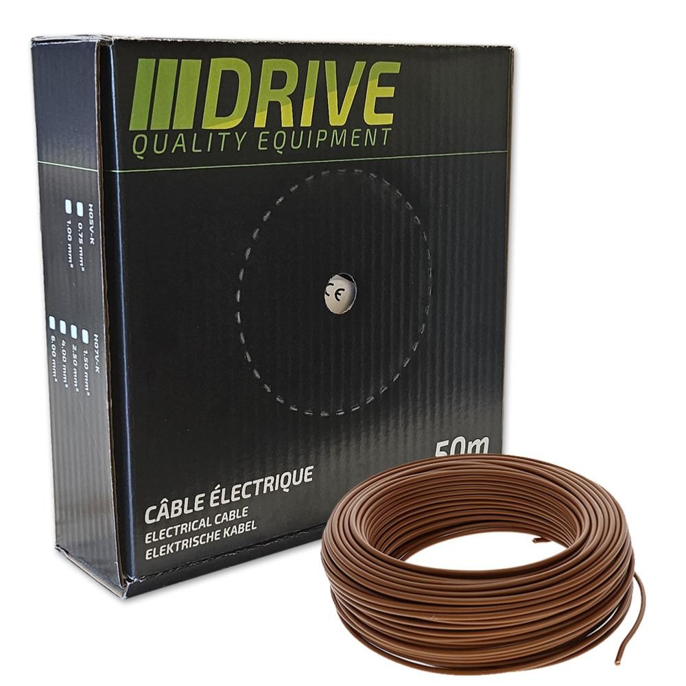 Fil électrique souple 1 mm² marron 50 mètres conducteur cuivre multibrin