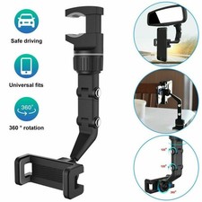 360 Car Rearview Mirror Rotation Adjustable Phone Holder Mount Multifunction