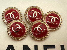 5 VINTAGE CHANEL BUTTONS 20mm CHANEL CHRISTMAS RED GOLD CC LOGO CLASSIQUE 20mm