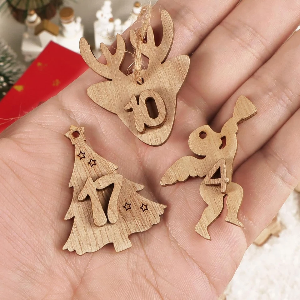 Adventskalender Zahlen Holz 24 Stück mit Klammern Juteschnur DIY Deko - Bild 4 von 4