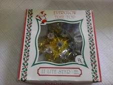 Everglow 11 Light Gold Star Christmas 8" Tree Topper 1970's