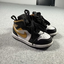 Size 7c Nike Air Jordan 1 Mid TD White Pollen Black 640735-177