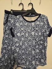 Lucky Brand Women's Pajama Set Shirt and Pants Blue Floral Sz S READ