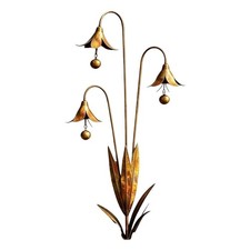 Triple Bluebells Garden Stake Gardens Metal Flowers with Bells Rusty Yard Art
