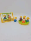 Vtg Fisher Price Little People  Lot  Swing Set  Merry Go Round  + 8  Figures