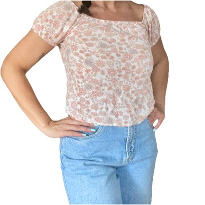 PINK ROSE Short Sleeve Top Paisley Print Size S Soft